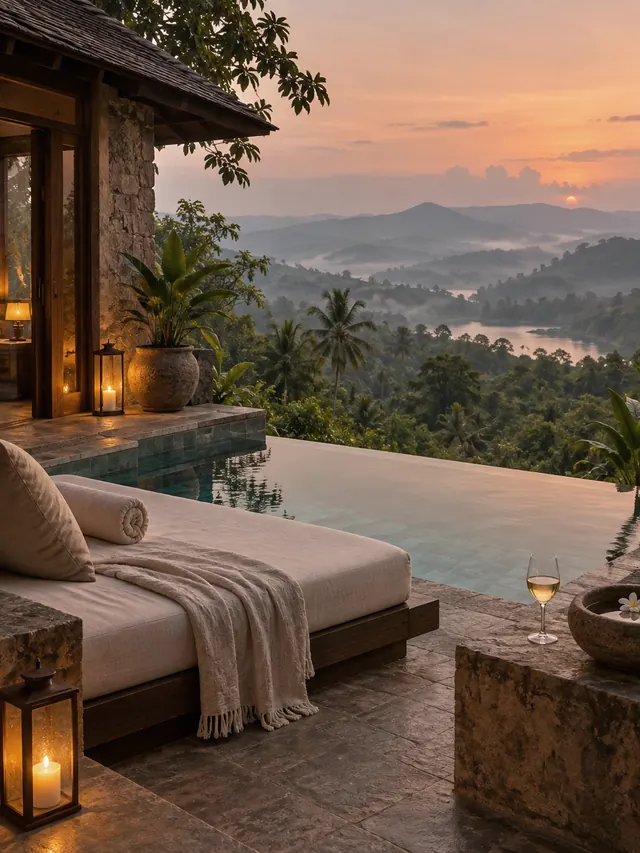 A villa terrace above a valley